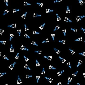 Line Paint brush icon isolated seamless pattern on black background. Vector Stock Illustration
