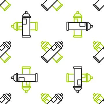 Line Paint spray can icon isolated seamless pattern on white background. Vector Stock Illustration