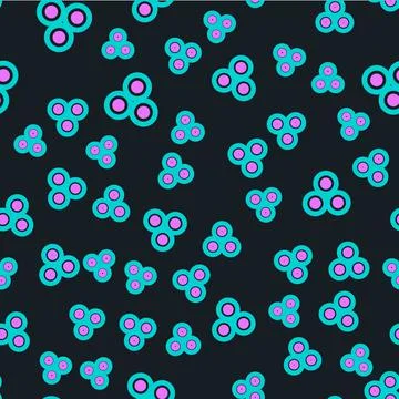 Line Paint spray can icon isolated seamless pattern on black background. Vector Illustrazione stock