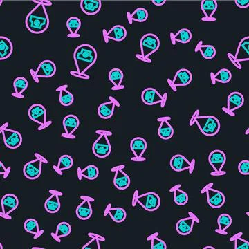 Line Paint spray can icon isolated seamless pattern on black background. Vector 스톡 일러스트