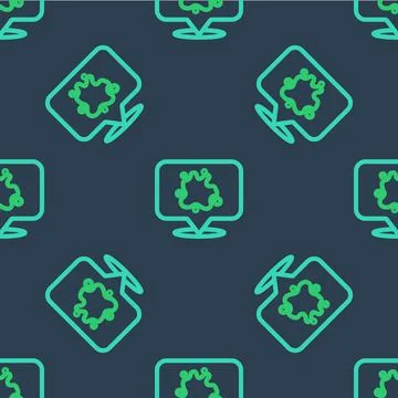 Line Paint spray icon isolated seamless pattern on blue background. Vector Stock Illustration