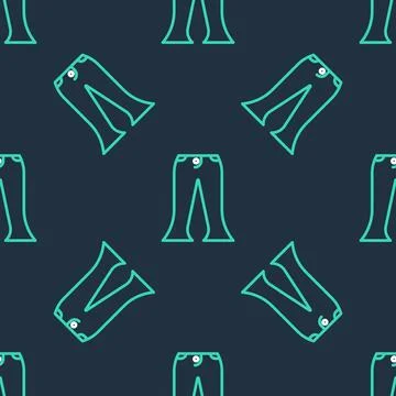 Line Pants icon isolated seamless pattern on black background.  Vector Stockillustratie