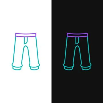 Line Pants icon isolated on white and black background. Trousers sign. Colo.. Stock Illustration