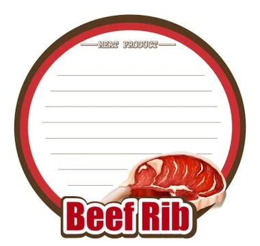 Line paper design with beef rib Stock Illustration