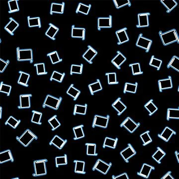 Line Paper scroll icon isolated seamless pattern on black background. Canvas Stock Illustration