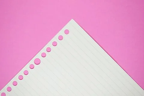 Line paper texture on pink background,  blank sheet notebook Stock Photos