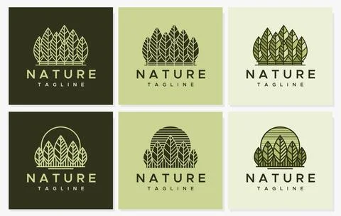 Line park logo design template. Leaf line logo graphic vector. Stock Illustration