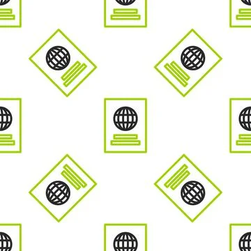 Line Passport with biometric data icon isolated seamless pattern on white Stock Illustration