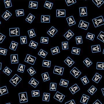 Line Passport with biometric data icon isolated seamless pattern on black Stock Illustration