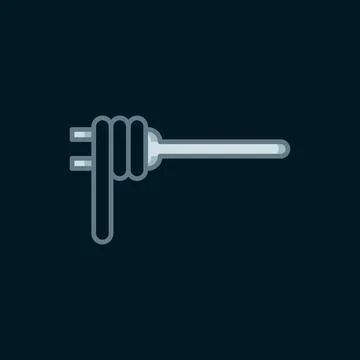 Line Pasta spaghetti on the fork icon isolated on black background. Italian.. Stock Illustration
