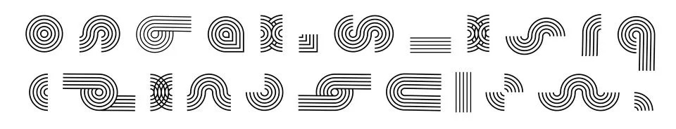 Line pattern Abstract shapes geometric elements. Architect design mid century Stock Illustration