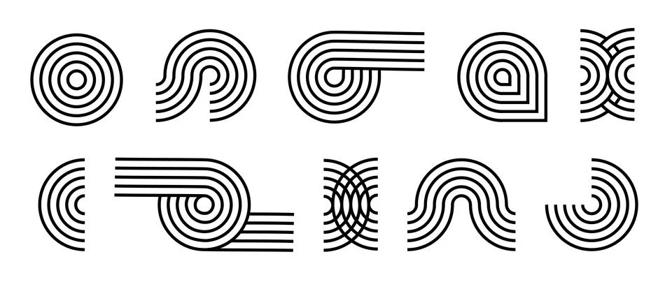 Line pattern Abstract shapes geometric elements. Architect design mid century Stock Illustration
