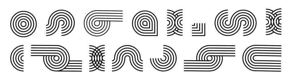 Line pattern Abstract shapes geometric elements. Architect design mid century イラスト素材