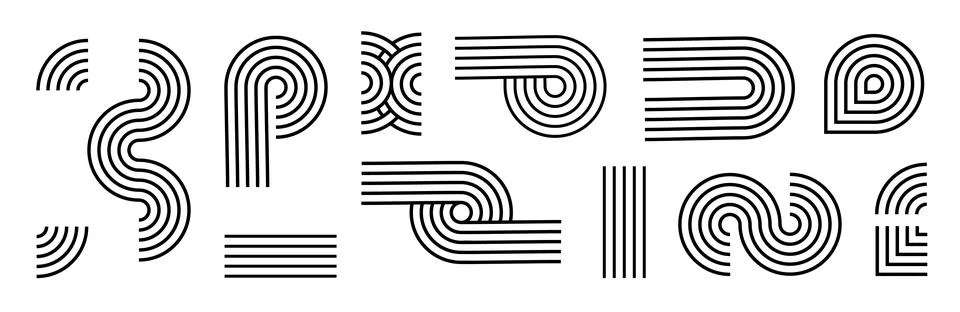 Line pattern Abstract shapes geometric elements. Architect design mid century イラスト素材