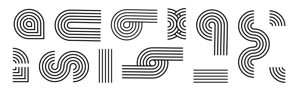 Line pattern Abstract shapes geometric elements. Architect design mid century イラスト素材