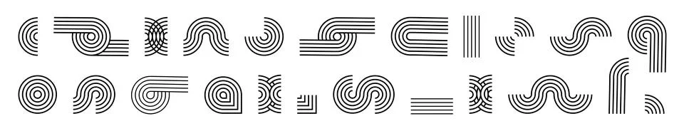 Line pattern Abstract shapes geometric elements. Architect design mid century Stock Illustration