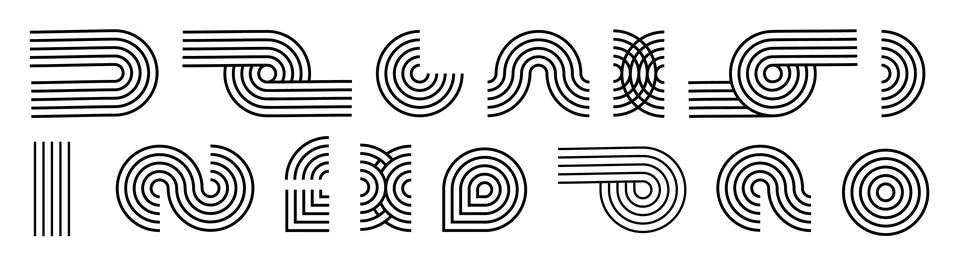 Line pattern Abstract shapes geometric elements. Architect design mid century Illustrazione stock