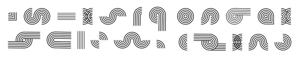 Line pattern Abstract shapes geometric elements. Architect design mid century Stock Illustration