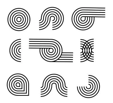 Line pattern Abstract shapes geometric elements. Architect design mid century イラスト素材