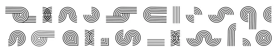 Line pattern Abstract shapes geometric elements. Architect design mid century イラスト素材