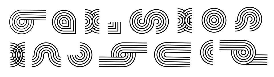 Line pattern Abstract shapes geometric elements. Architect design mid century 스톡 일러스트