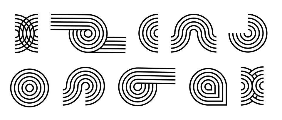 Line pattern Abstract shapes geometric elements. Architect design mid century Stock Illustration