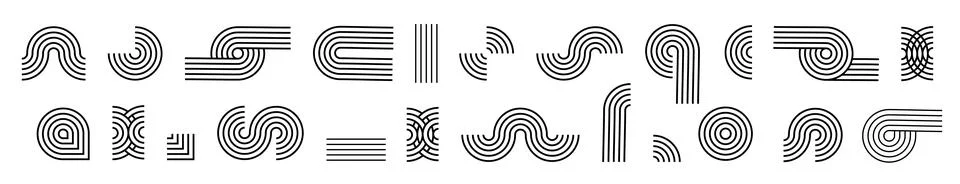 Line pattern Abstract shapes geometric elements. Architect design mid century 스톡 일러스트