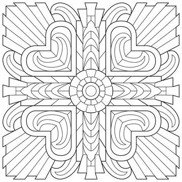 Line pattern design. Black and white vector illustrations. Coloring page Stock Illustration