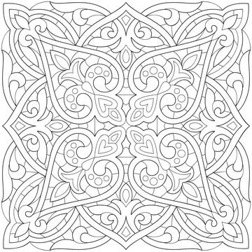 Line pattern design. Black and white vector illustrations. Coloring page Stock Illustration