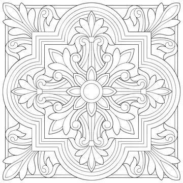 Line pattern design. Black and white vector illustrations. Coloring page Stock Illustration