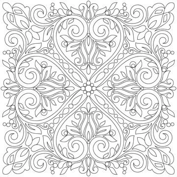 Line pattern design. Black and white vector illustrations. Coloring page Stock Illustration