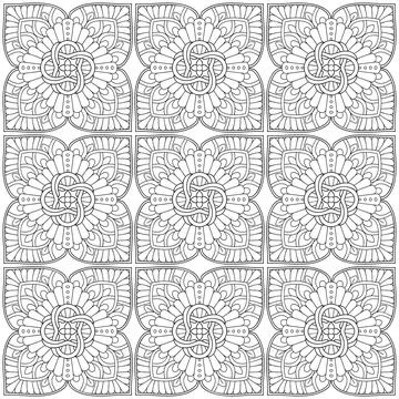 Line pattern design. Black and white vector illustrations. Coloring page Stock Illustration