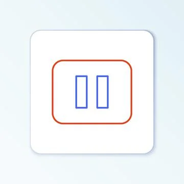 Line Pause button icon isolated on white background. Colorful outline concept Illustrazione stock