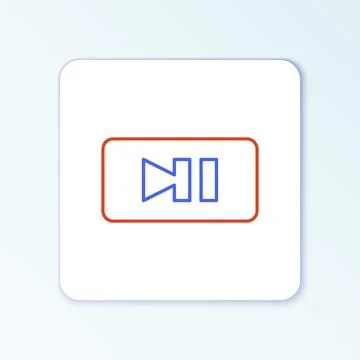 Line Pause button icon isolated on white background. Colorful outline concept イラスト素材