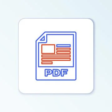 Line PDF file document. Download pdf button icon isolated on white background Illustrazione stock