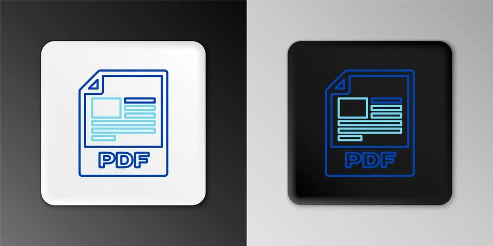 Line PDF file document. Download pdf button icon isolated on grey background Illustrazione stock