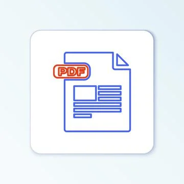 Line PDF file document. Download pdf button icon isolated on white background 스톡 일러스트