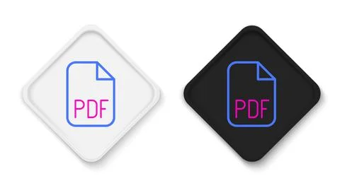 Line PDF file document. Download pdf button icon isolated on white background Stock Illustration