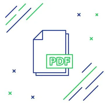 Line PDF file document. Download pdf button icon isolated on white background Illustrazione stock
