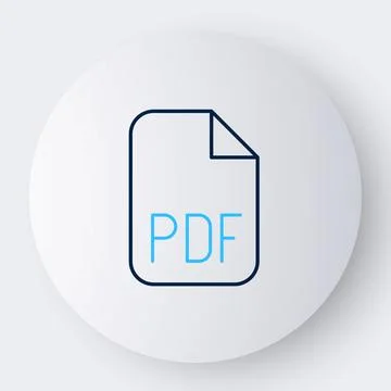 Line PDF file document. Download pdf button icon isolated on white background Stock Illustration