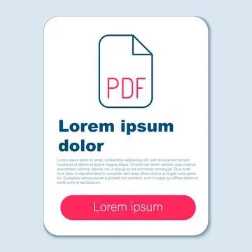 Line PDF file document. Download pdf button icon isolated on grey background 스톡 일러스트