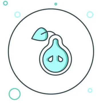 Line Pear icon isolated on white background. Fruit with leaf symbol. Colorf.. Stock Illustration