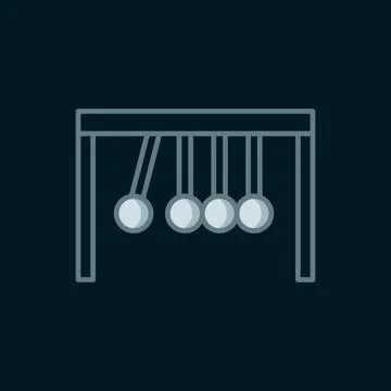 Line Pendulum icon isolated on black background. Newtons cradle. Flat fille.. Illustrazione stock