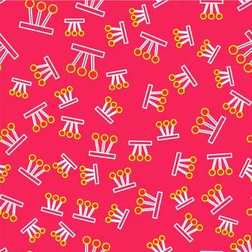 Line Pendulum icon isolated seamless pattern on red background. Newtons cradle Illustrazione stock