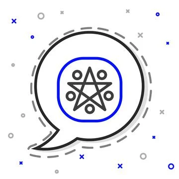 Line Pentagram in a circle icon isolated on white background. Magic occult star Stock Illustration