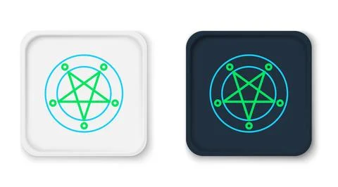 Line Pentagram in a circle icon isolated on white background. Magic occult .. Stock Illustration