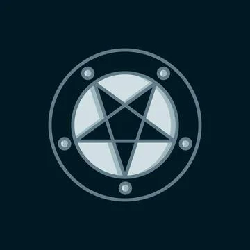 Line Pentagram in a circle icon isolated on black background. Magic occult .. Stock Illustration