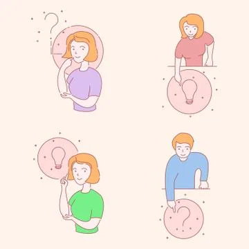 Line people set Stock Illustration