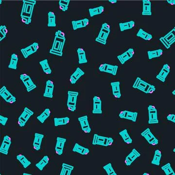 Line Pepper spray icon isolated seamless pattern on black background. OC gas Stock Illustration
