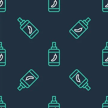 Line Pepper spray icon isolated seamless pattern on black background. OC ga.. Stock Illustration